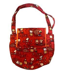 PEANUTS Snoopy & Gang Leaves Are Falling pattern vintage handmade shoulder purse